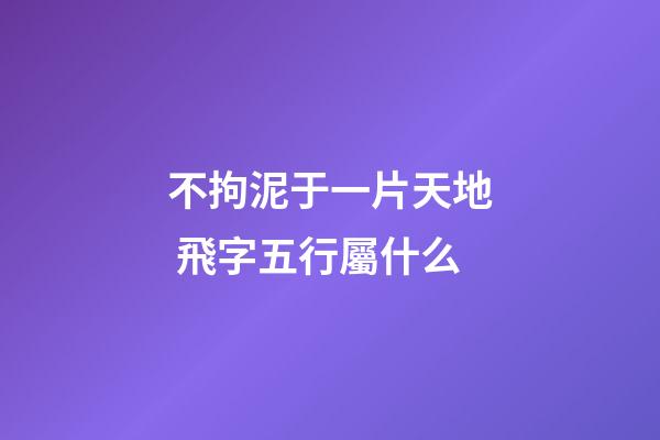 不拘泥于一片天地 飛字五行屬什么